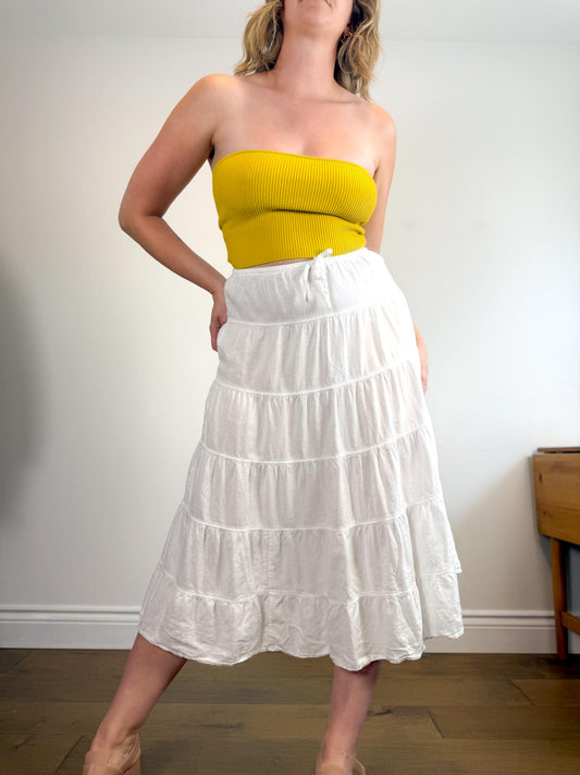 Babaton "Sculpt Knit Cropped Tube Top in Yellow" (Size M)
