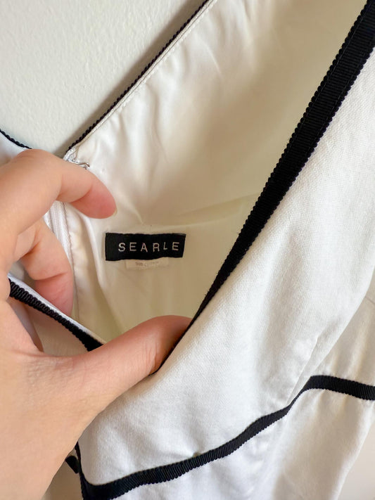 Vintage White Mini Dress with Black Trim (Size S)