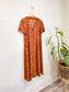 Vintage Floral Midi Dress in Burnt Orange (Size L)