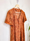 Vintage Floral Midi Dress in Burnt Orange (Size L)