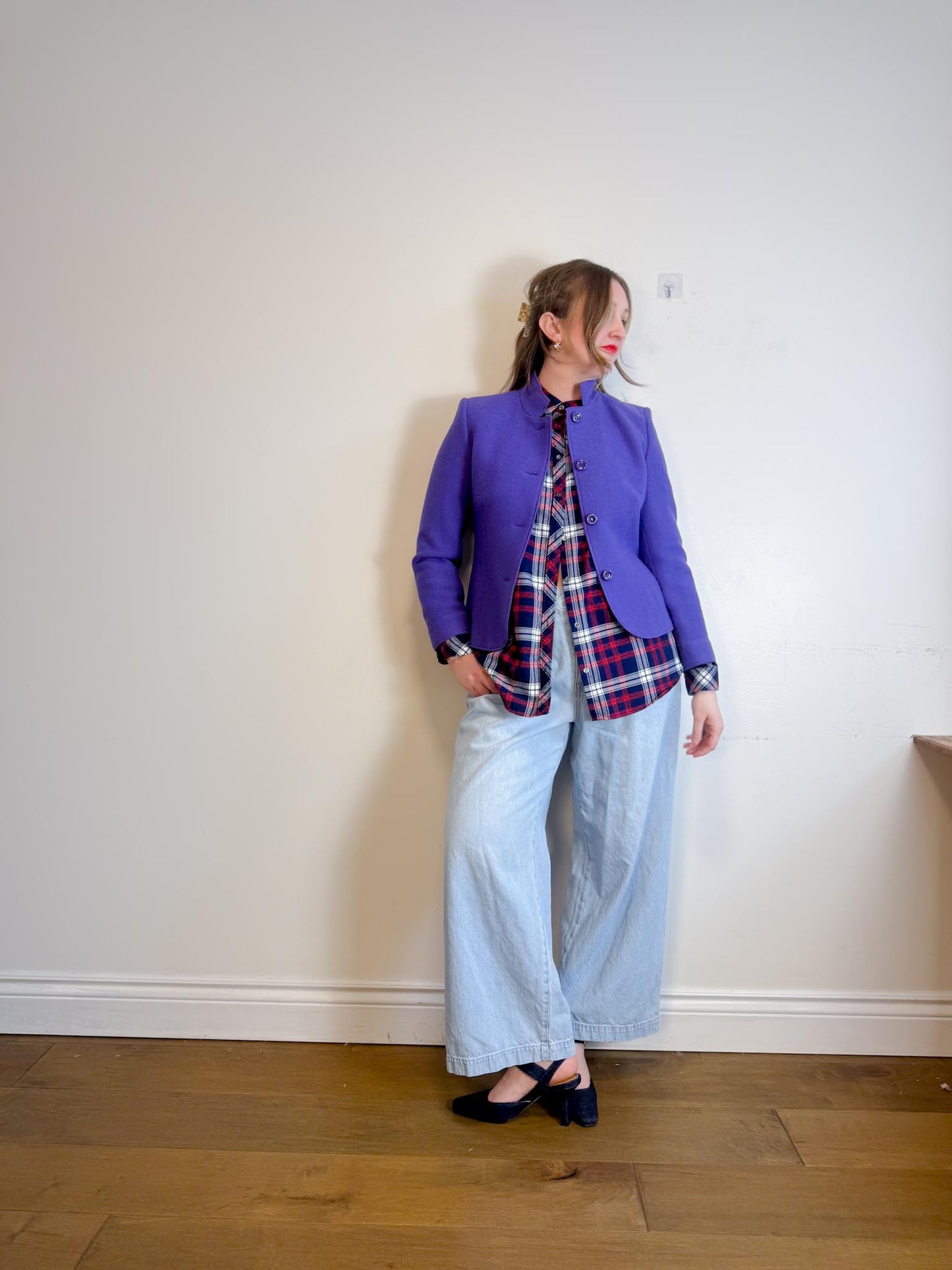 Vintage BASLER Wool Blazer in Purple (Size S/M)