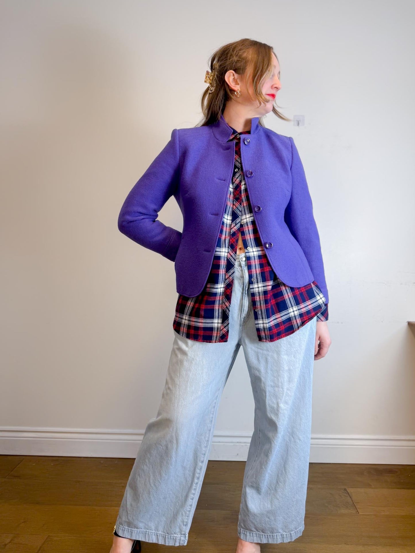 Vintage BASLER Wool Blazer in Purple (Size S/M)
