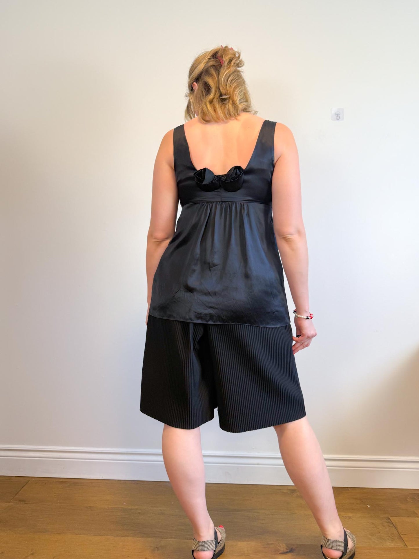 Rebecca Taylor Silk Rosebud Long Camisole in Black (Size L)