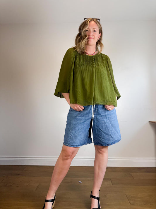 Wilfred Daydreamer Pleated Blouse in Green SOLD AS IS (Size L)