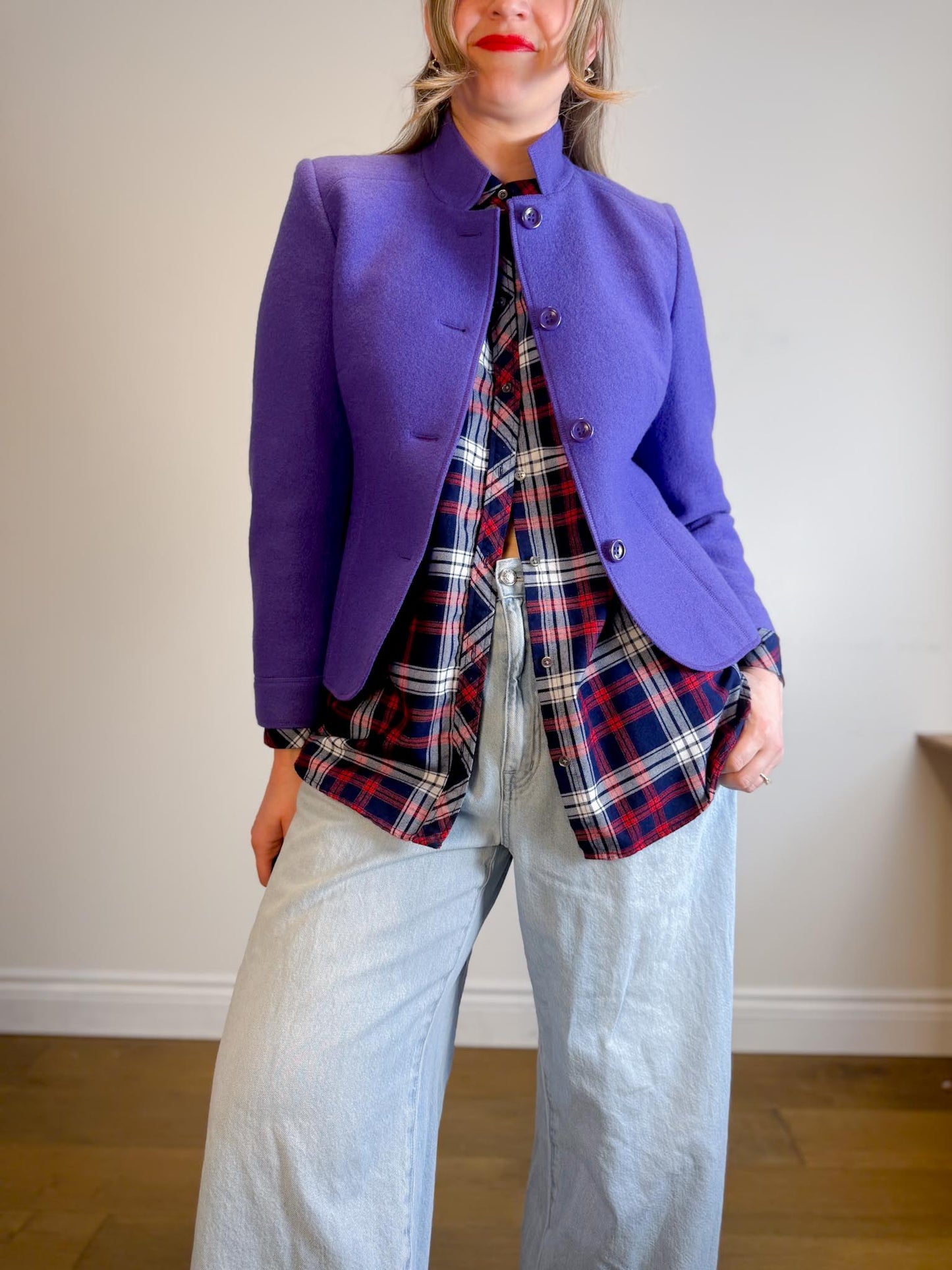 Vintage BASLER Wool Blazer in Purple (Size S/M)