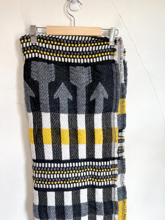 Mackage "Jacquared Geometric Scarf in Black/Yellow"