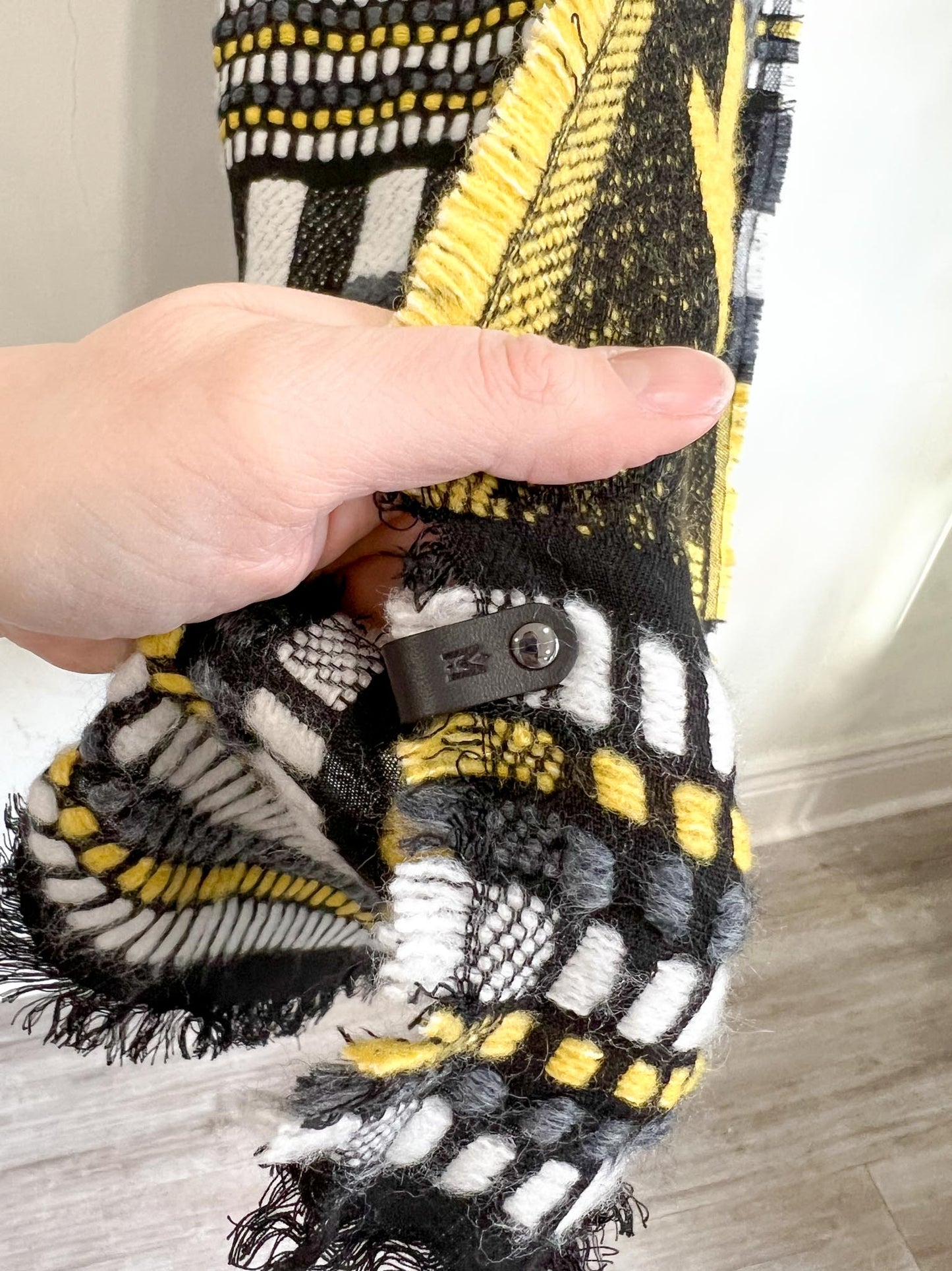 Mackage "Jacquared Geometric Scarf in Black/Yellow"