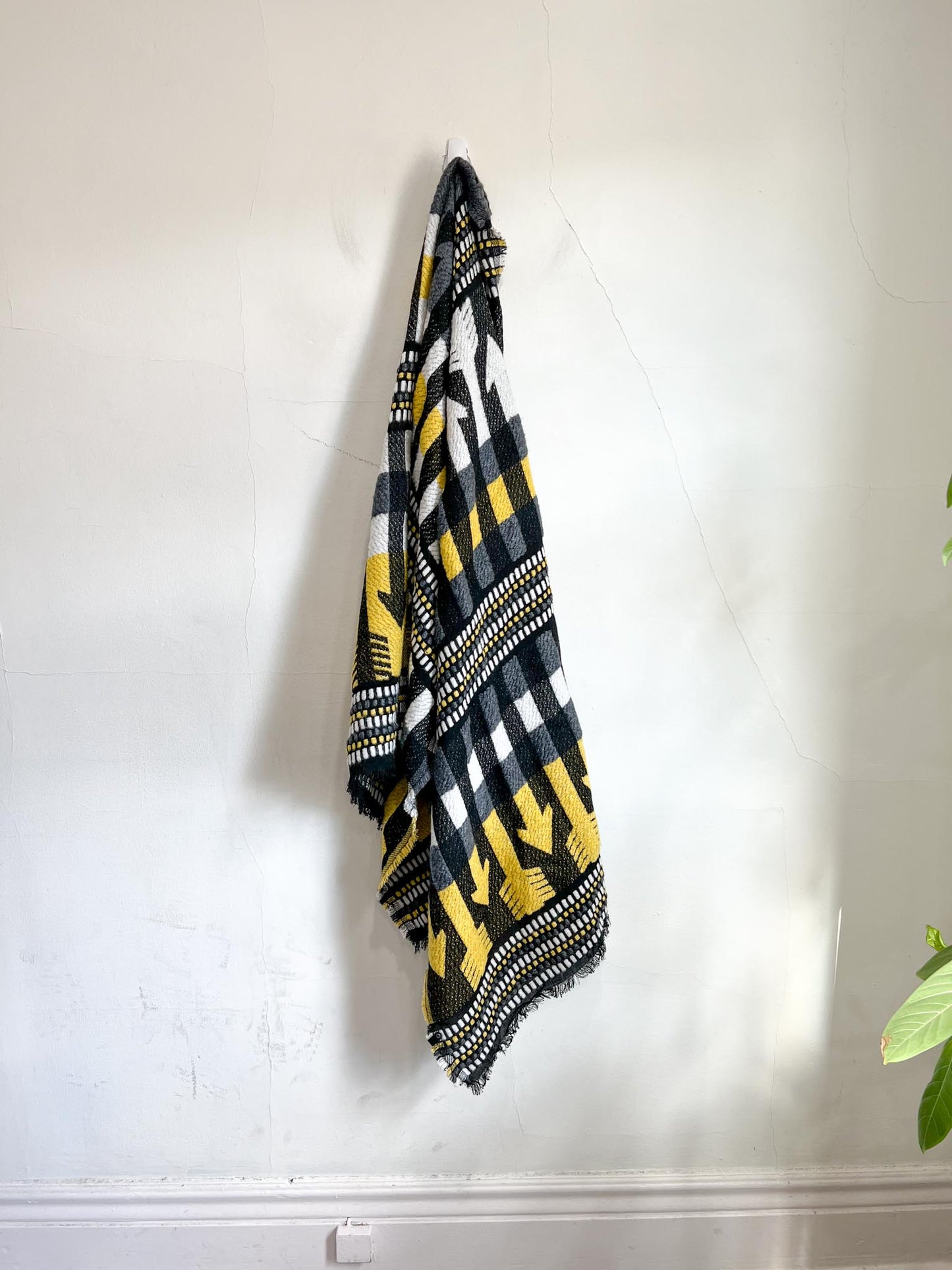 Mackage "Jacquared Geometric Scarf in Black/Yellow"