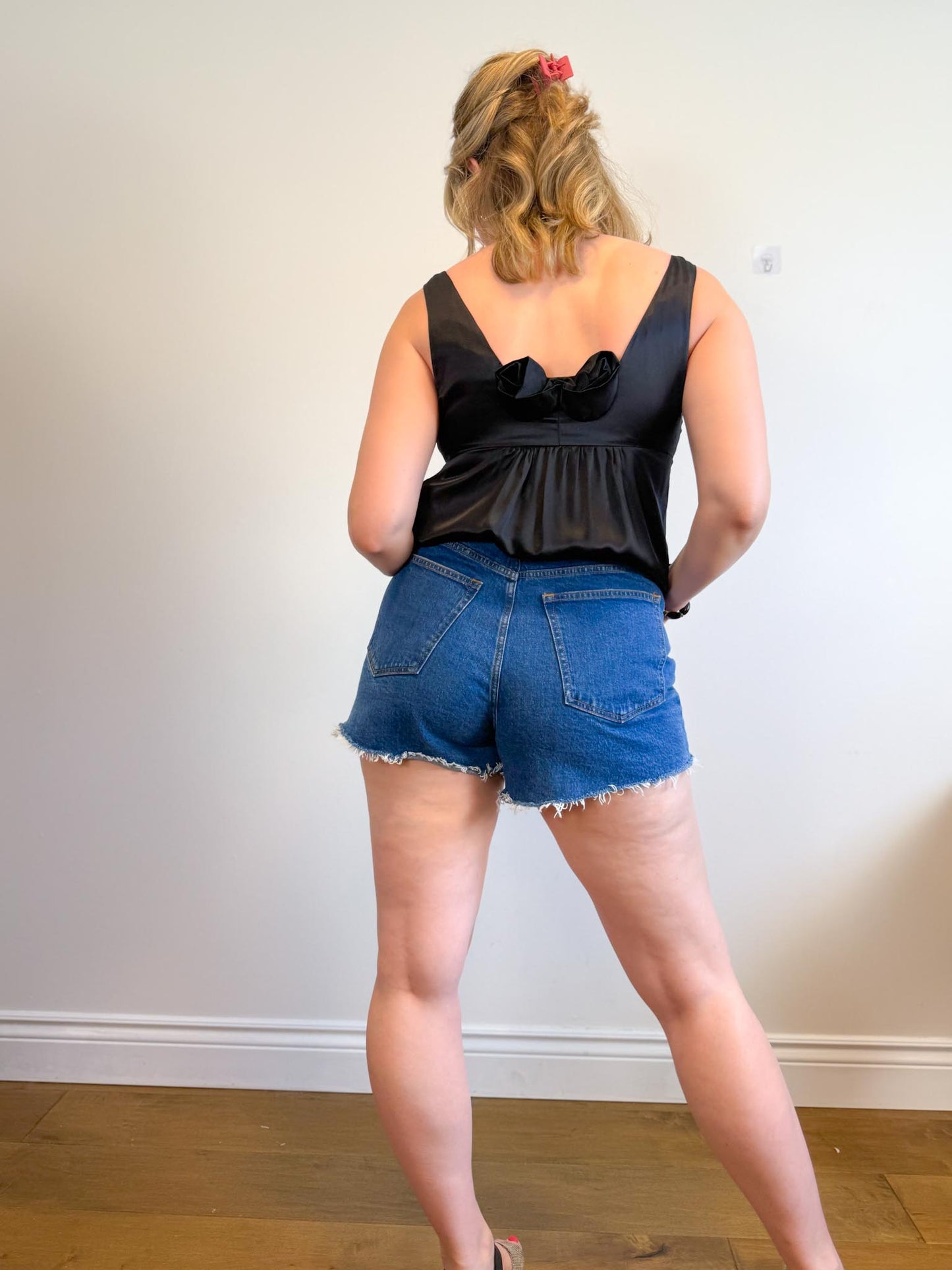 Rebecca Taylor Silk Rosebud Long Camisole in Black (Size L)