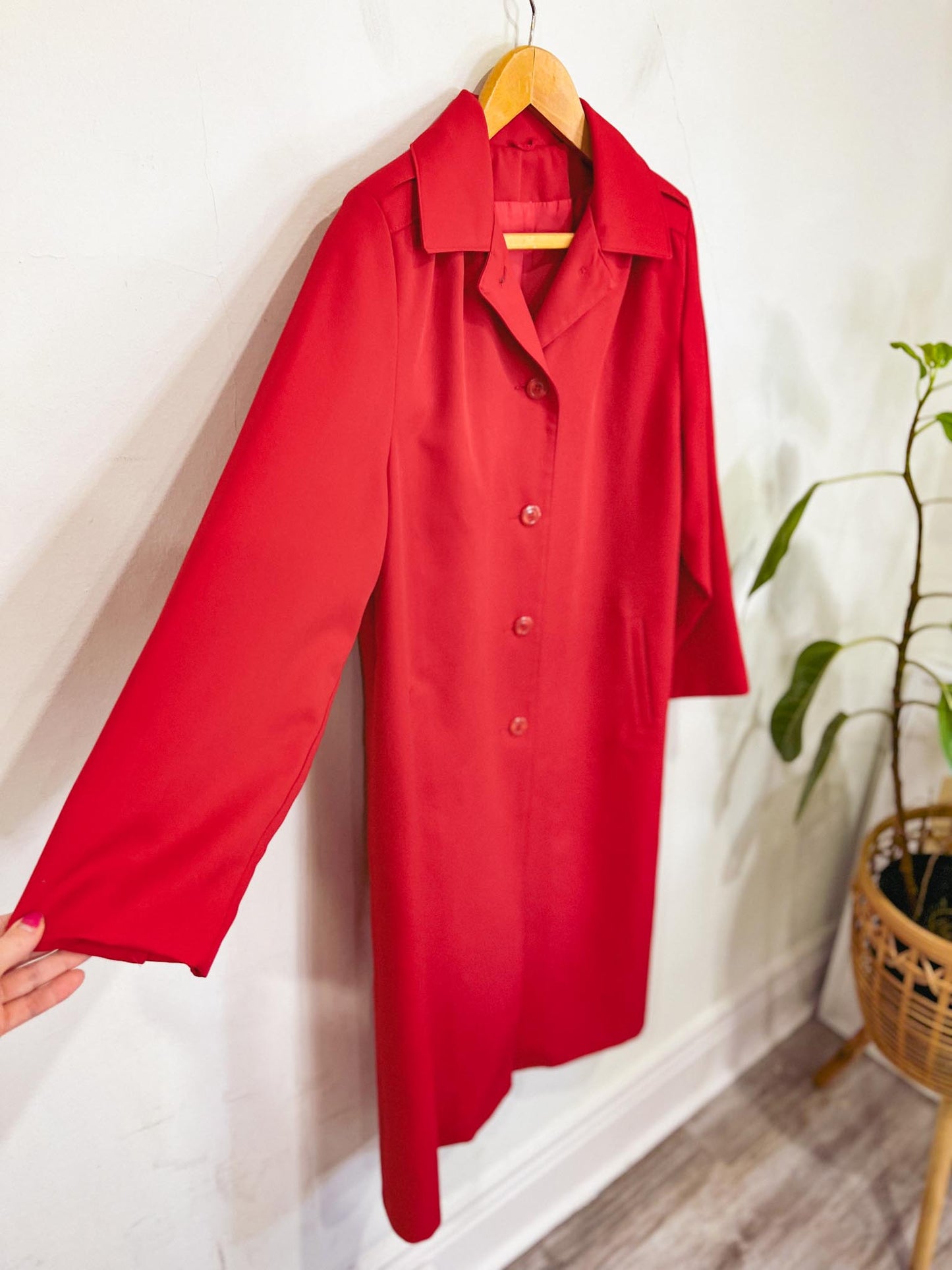 Vintage Trench Coat in Red (Size XL)