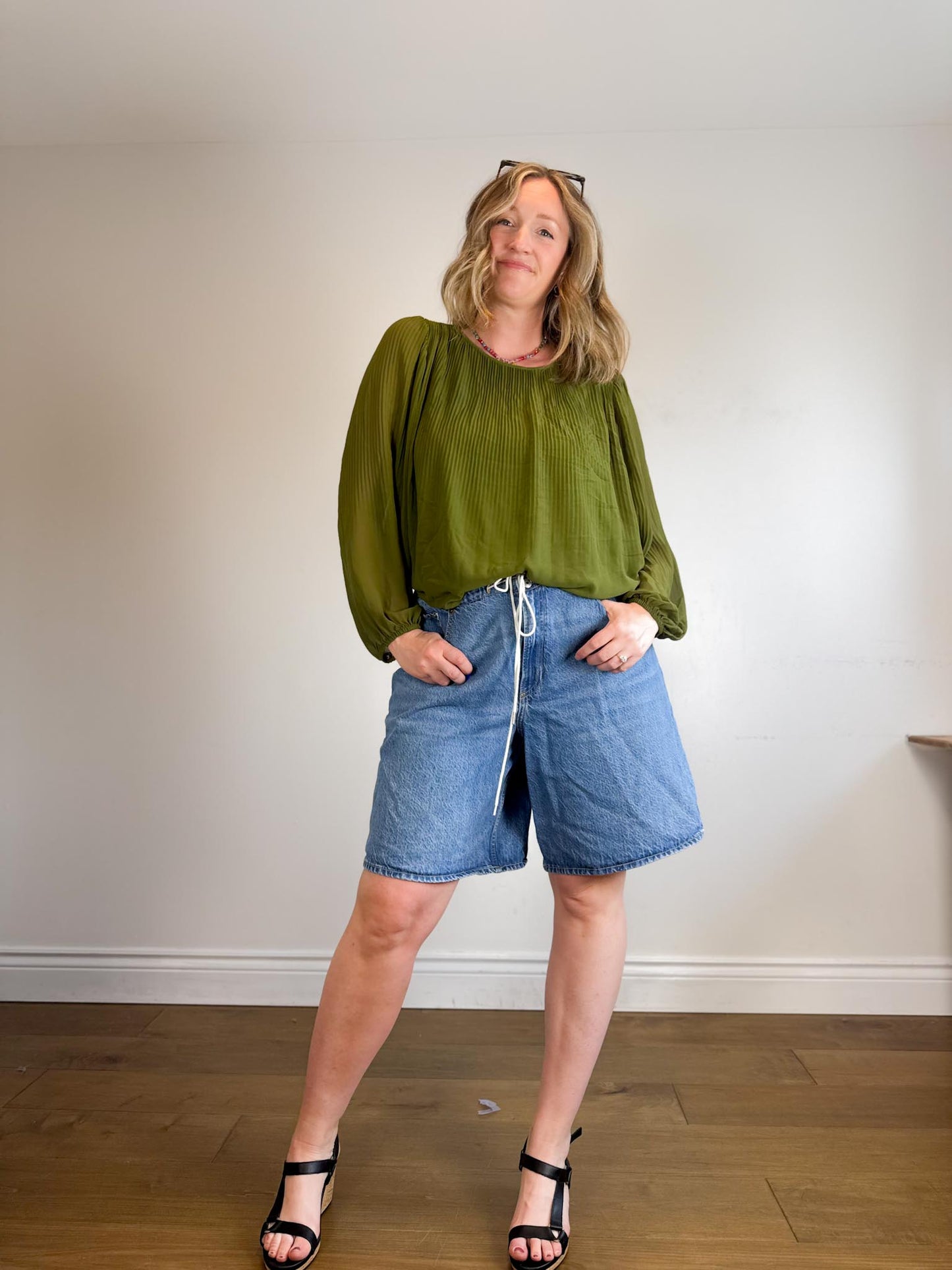 Wilfred Daydreamer Pleated Blouse in Green SOLD AS IS (Size L)
