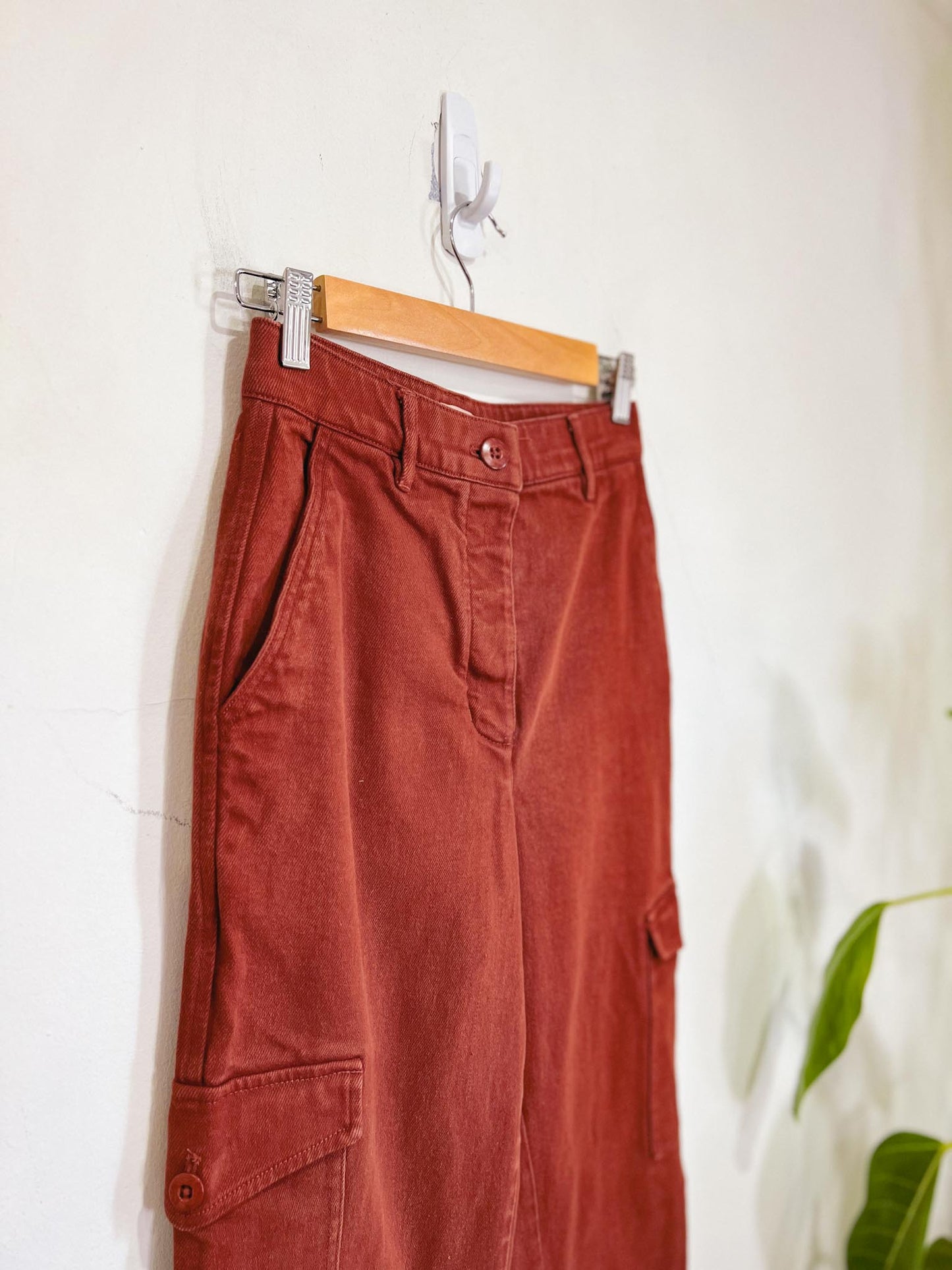 Wilfred Free Modern Cargo Style Pants in Rust (Size 4)