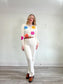 Lyla & Luxe Floral Sweater in White (Size XS/S)