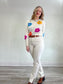 Lyla & Luxe Floral Sweater in White (Size XS/S)