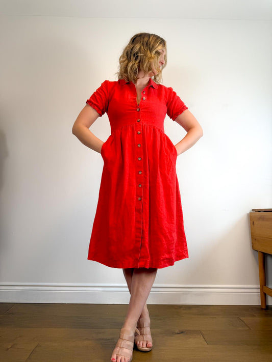 Wilfred "Naeva Linen Dress in Red" (Size S/M)