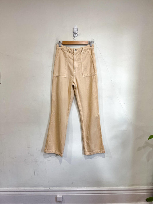 Zara High Rise Jeans in Yellow Beige (Size S)