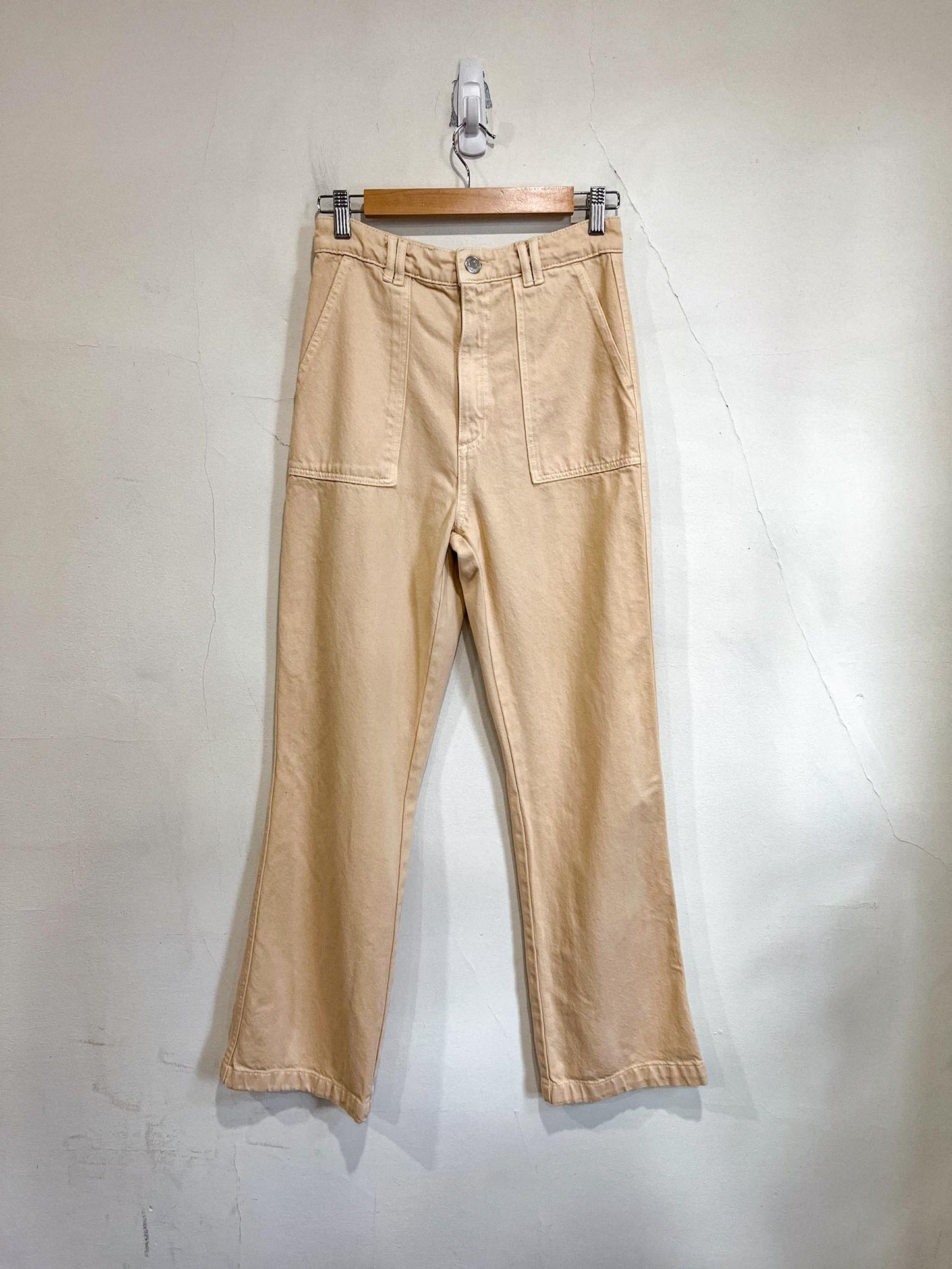 Zara High Rise Jeans in Yellow Beige (Size S)