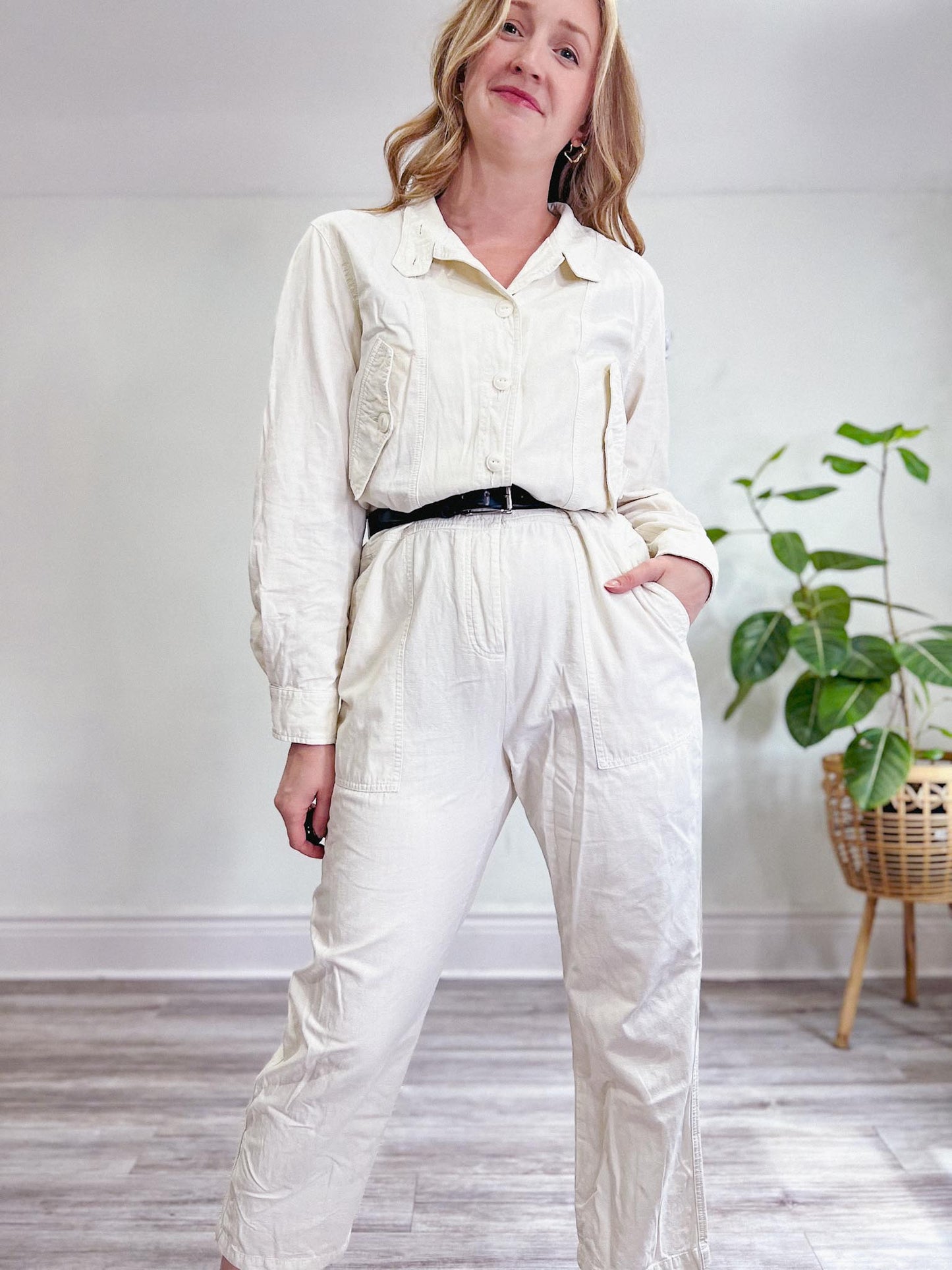 Rag & Bone "Morris Jumpsuit" in Off White (Size L)