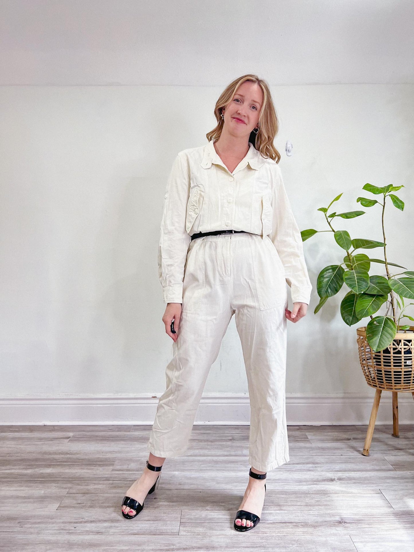 Rag & Bone "Morris Jumpsuit" in Off White (Size L)