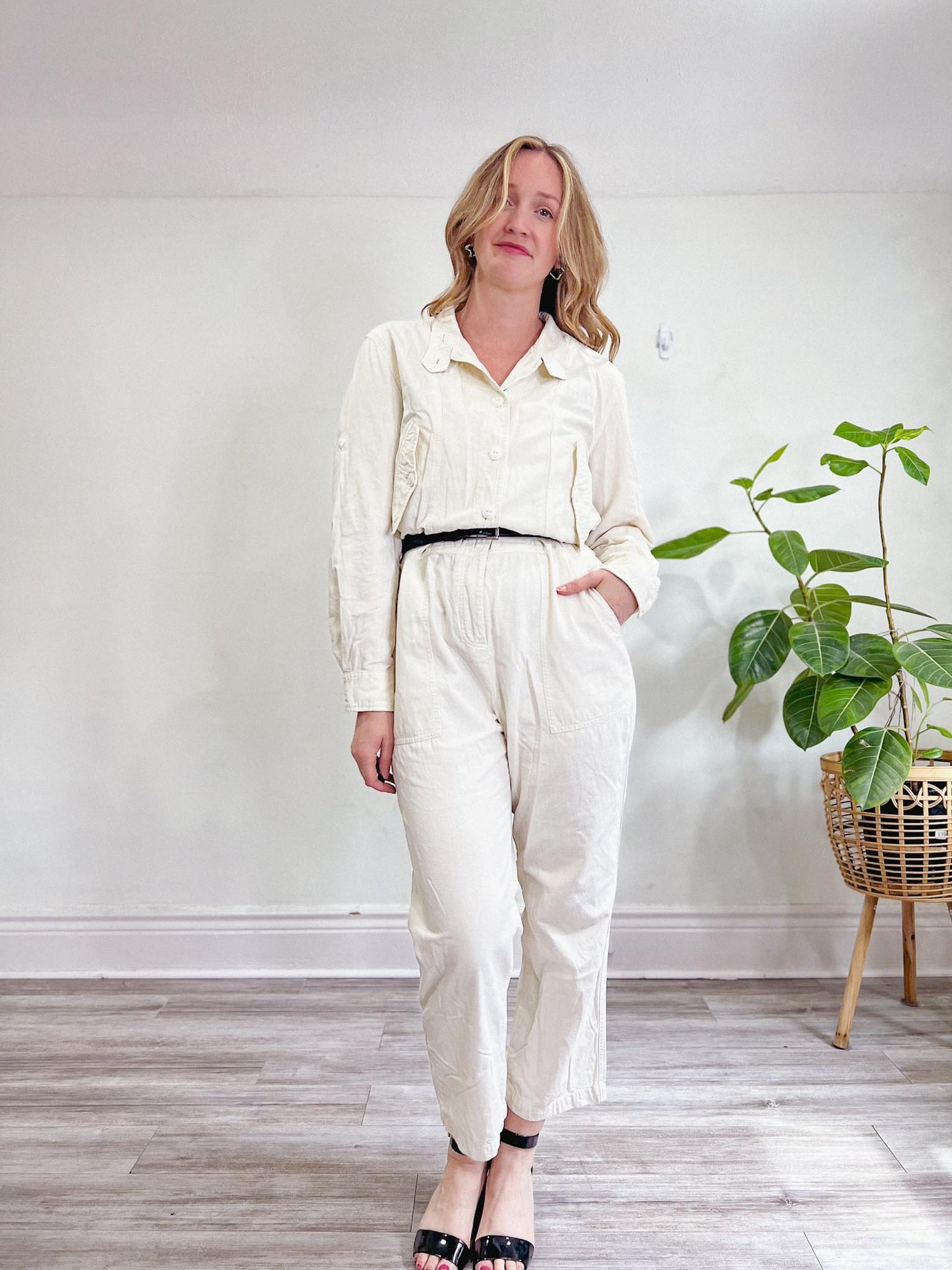 Rag & Bone "Morris Jumpsuit" in Off White (Size L)