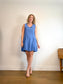 Rosemarie Linen Wide Collar Dress in Blue (Size M/L)