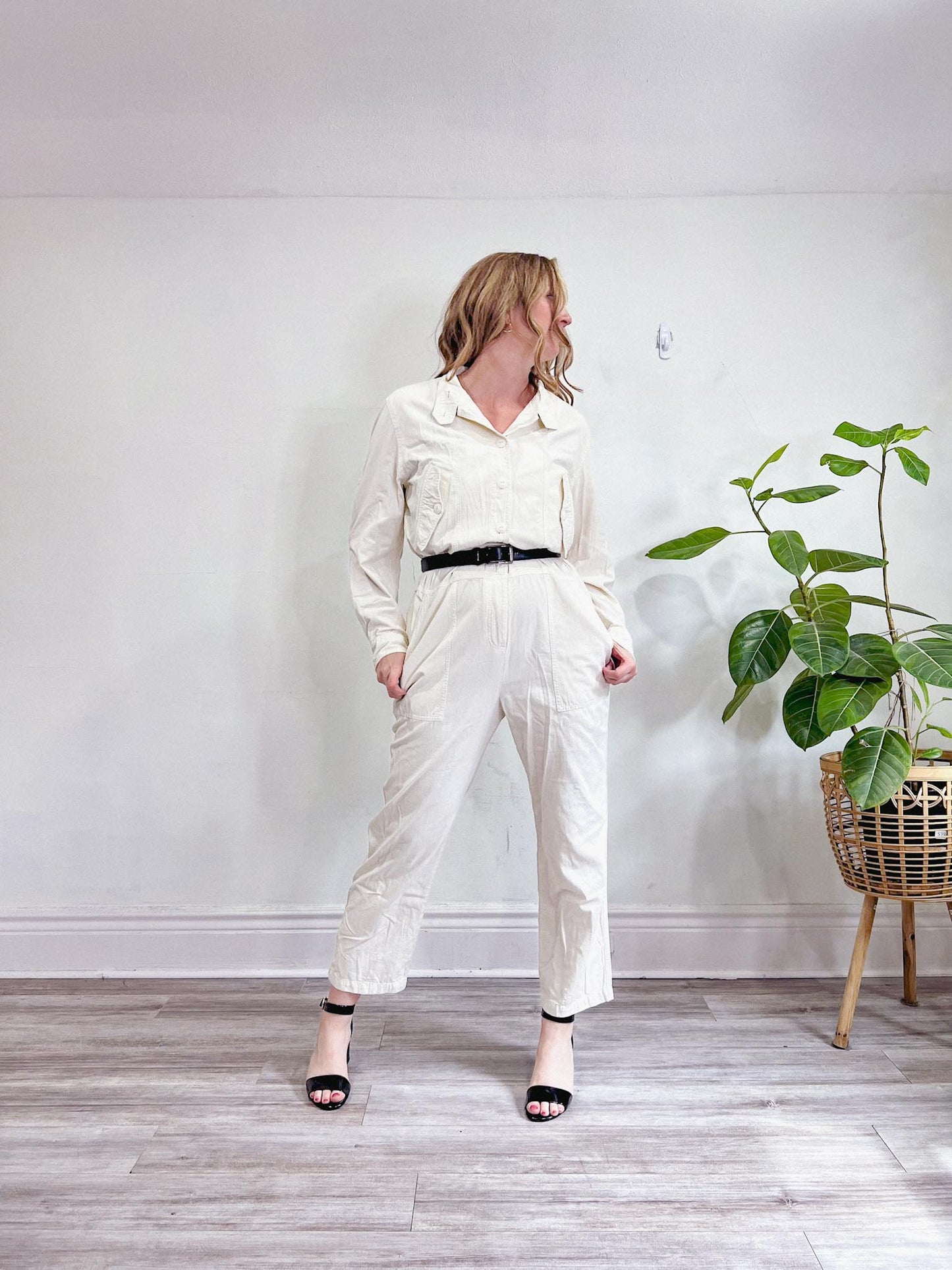 Rag & Bone "Morris Jumpsuit" in Off White (Size L)