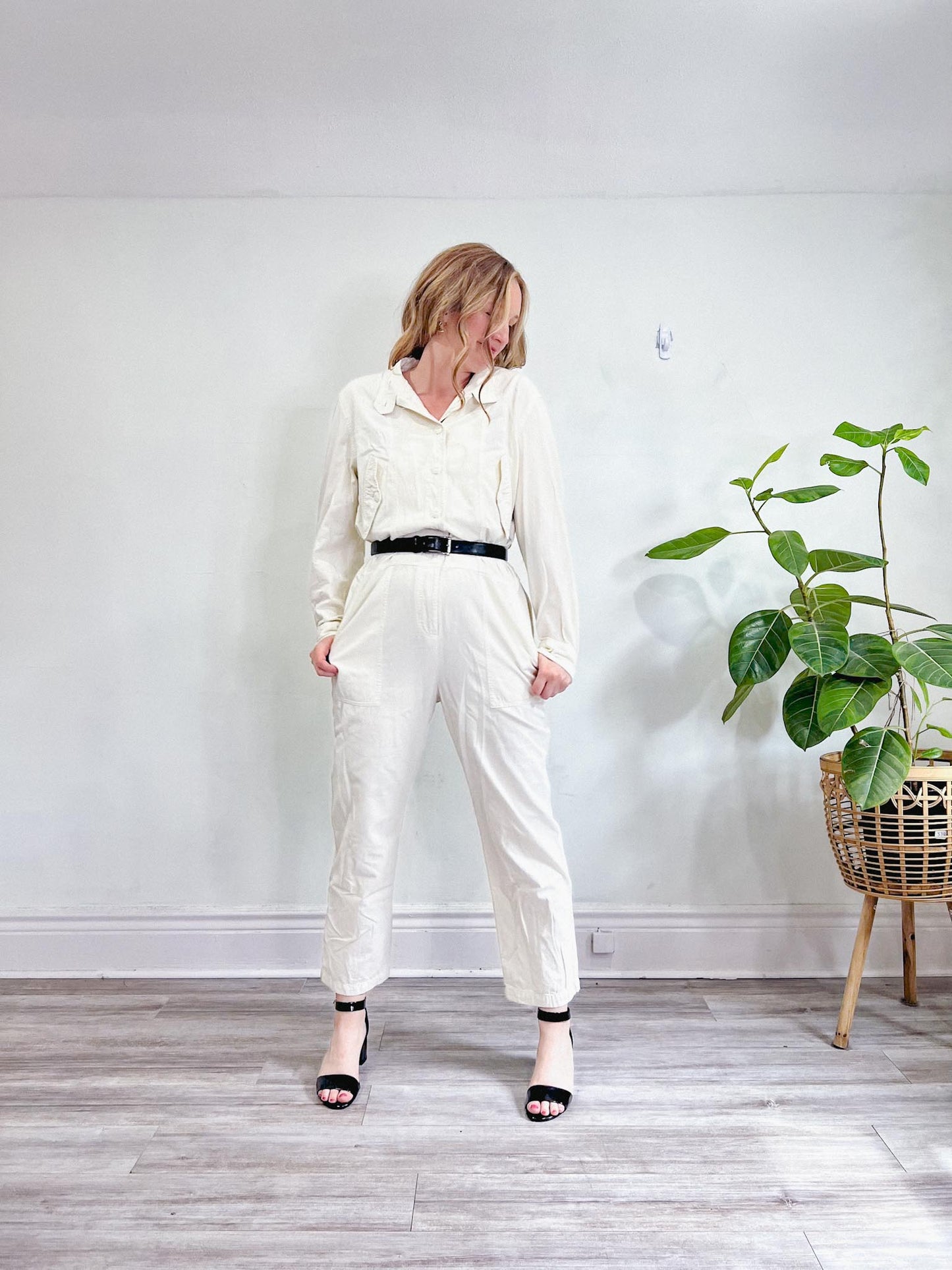 Rag & Bone "Morris Jumpsuit" in Off White (Size L)