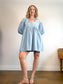 Anthropologie "Square-Neck Denim Mini Babydoll Dress" (Size M/L)