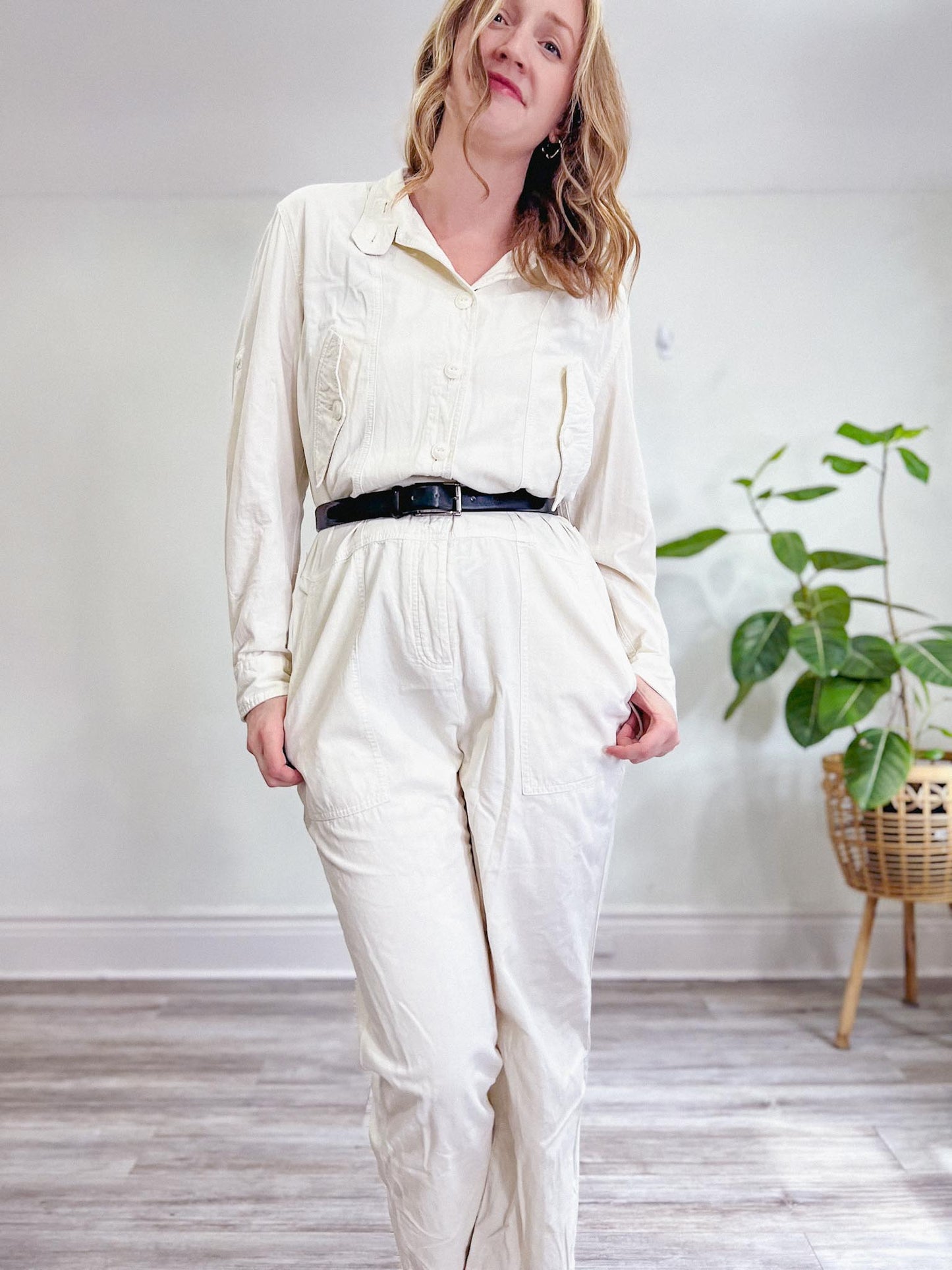 Rag & Bone "Morris Jumpsuit" in Off White (Size L)