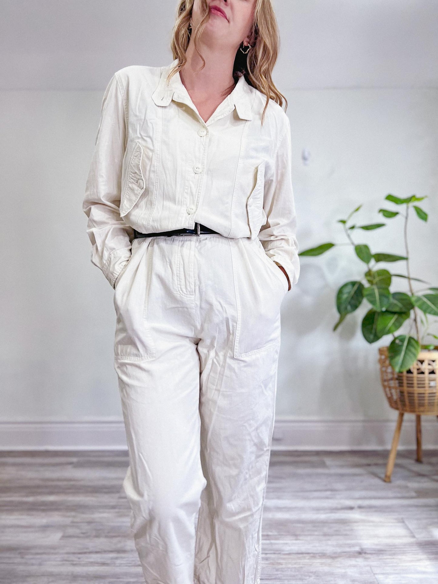 Rag & Bone "Morris Jumpsuit" in Off White (Size L)