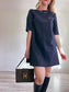 Edito Simons Silk/Wool Blend Mini Dress in Black (Size S:M)