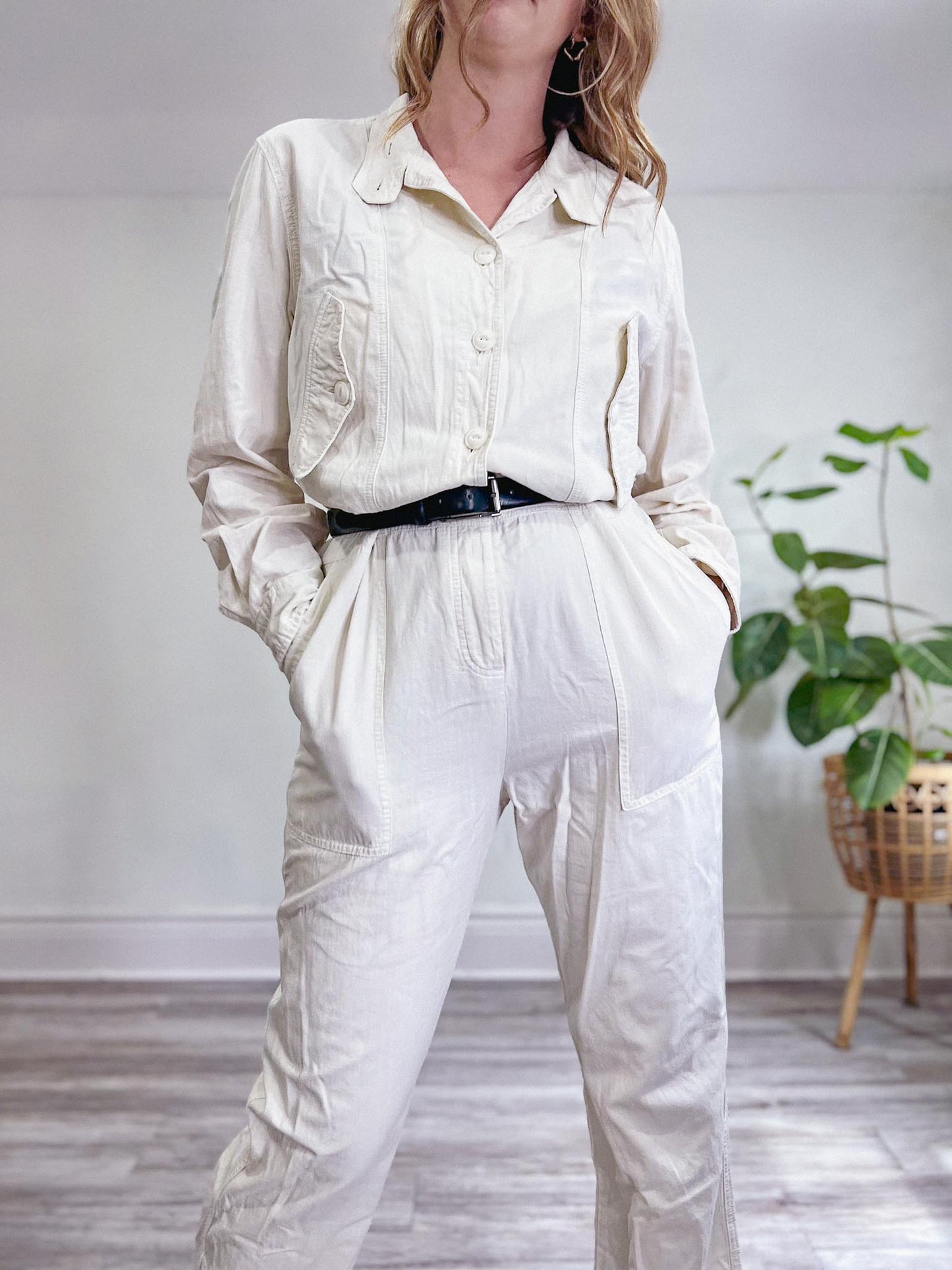 Rag & Bone "Morris Jumpsuit" in Off White (Size L)