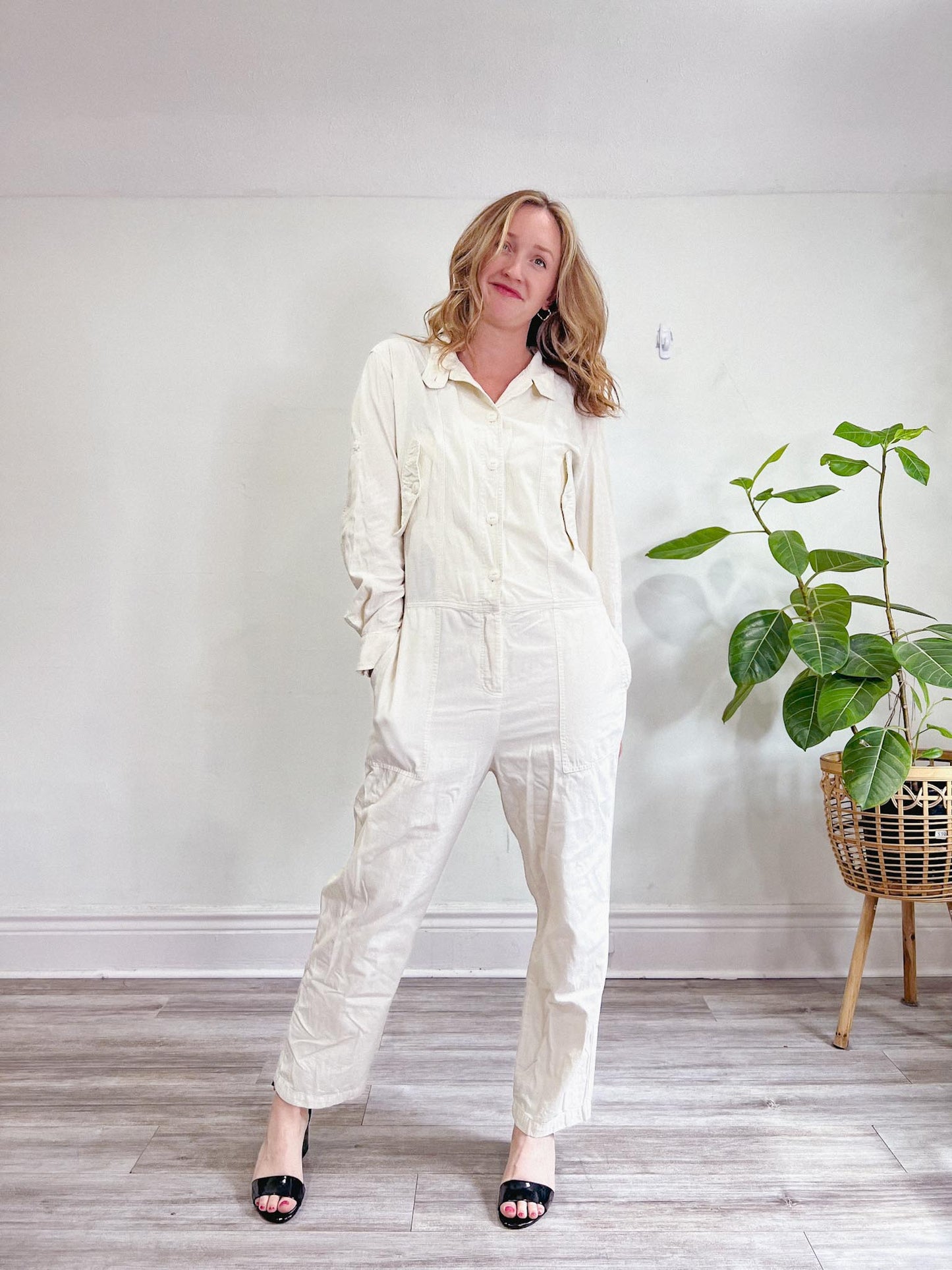 Rag & Bone "Morris Jumpsuit" in Off White (Size L)