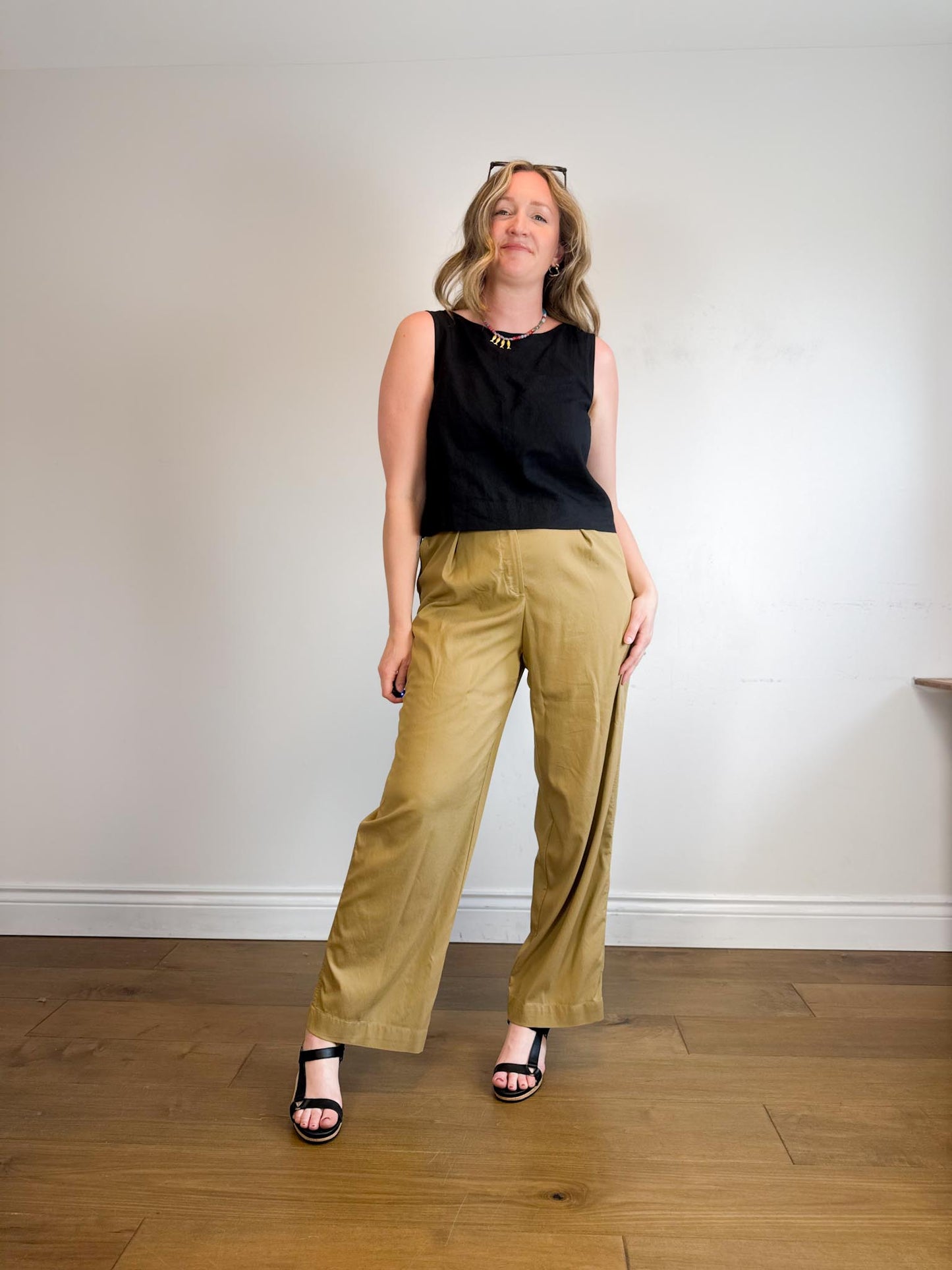 Lululemon High Rise Wide Leg Trousers in Golden Beige (Size 10)