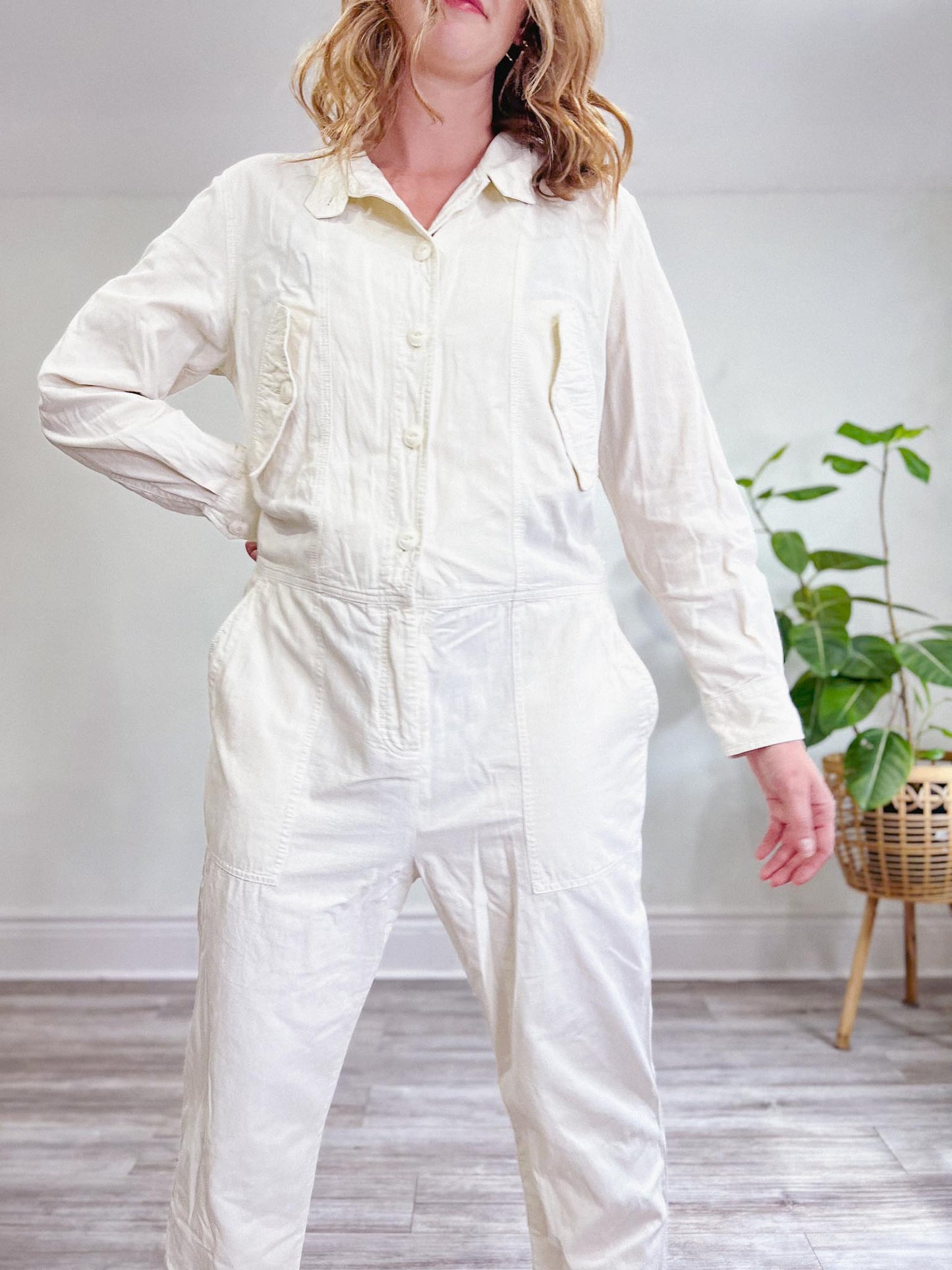 Rag & Bone "Morris Jumpsuit" in Off White (Size L)