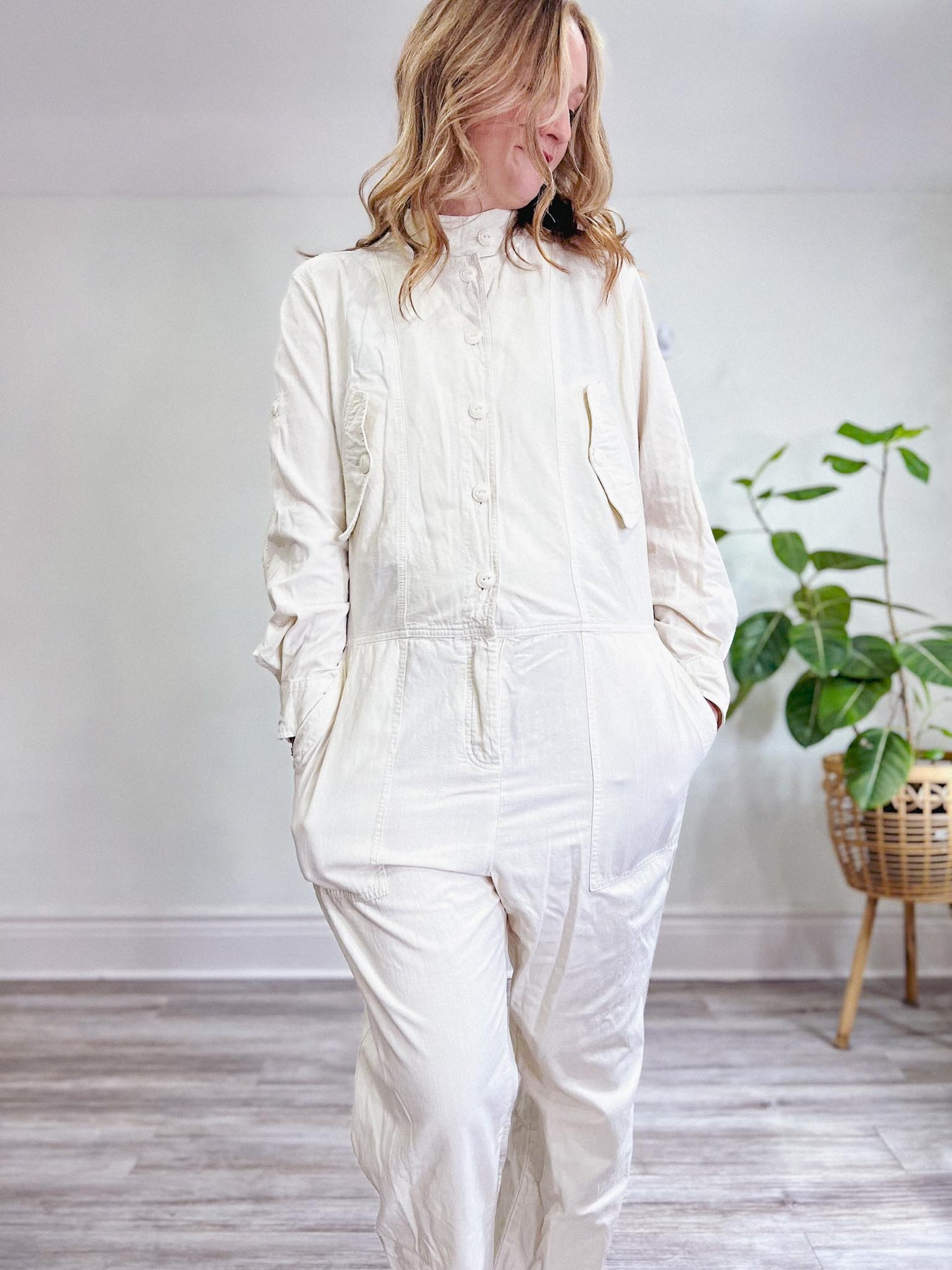 Rag & Bone "Morris Jumpsuit" in Off White (Size L)