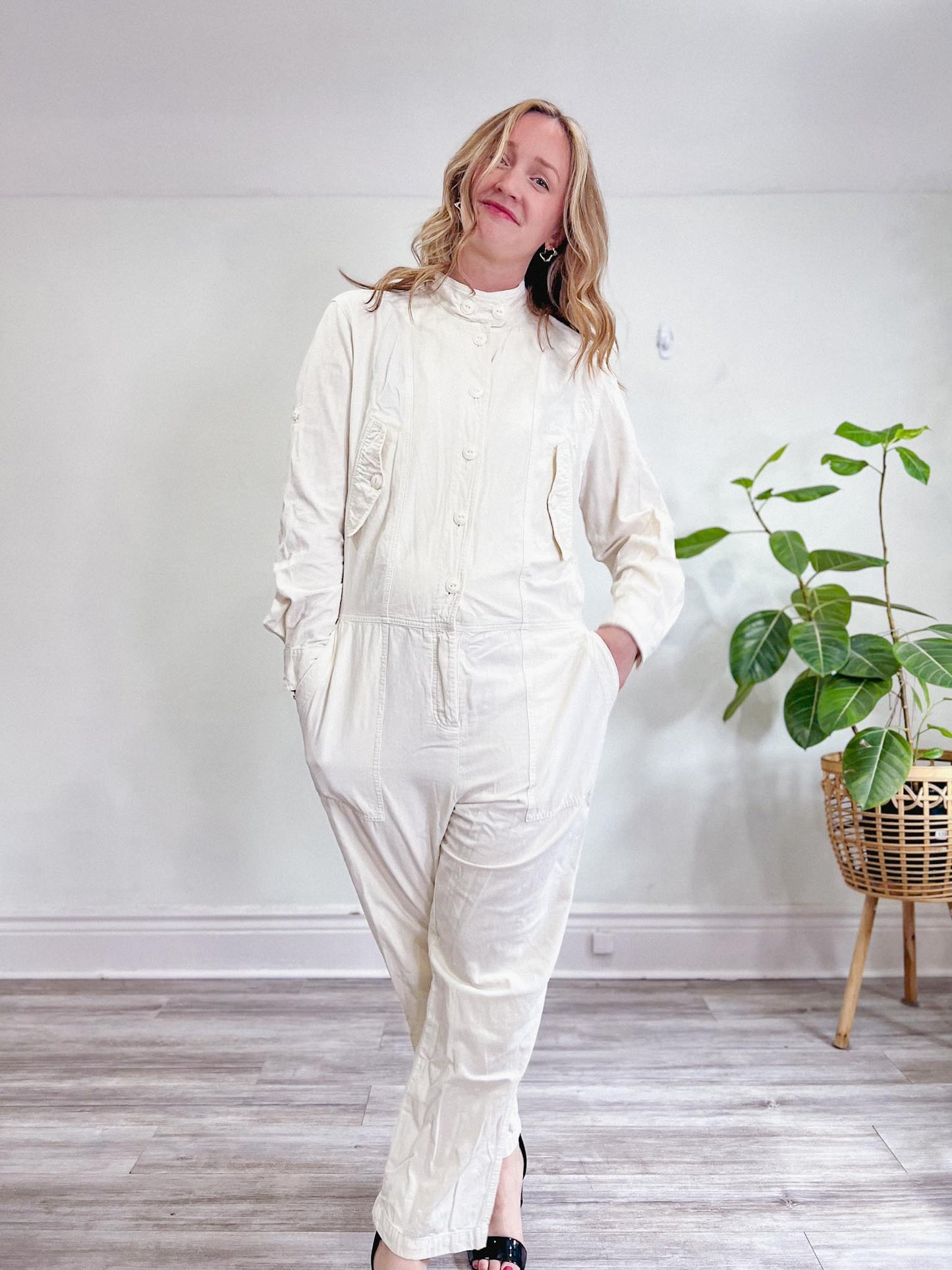 Rag & Bone "Morris Jumpsuit" in Off White (Size L)