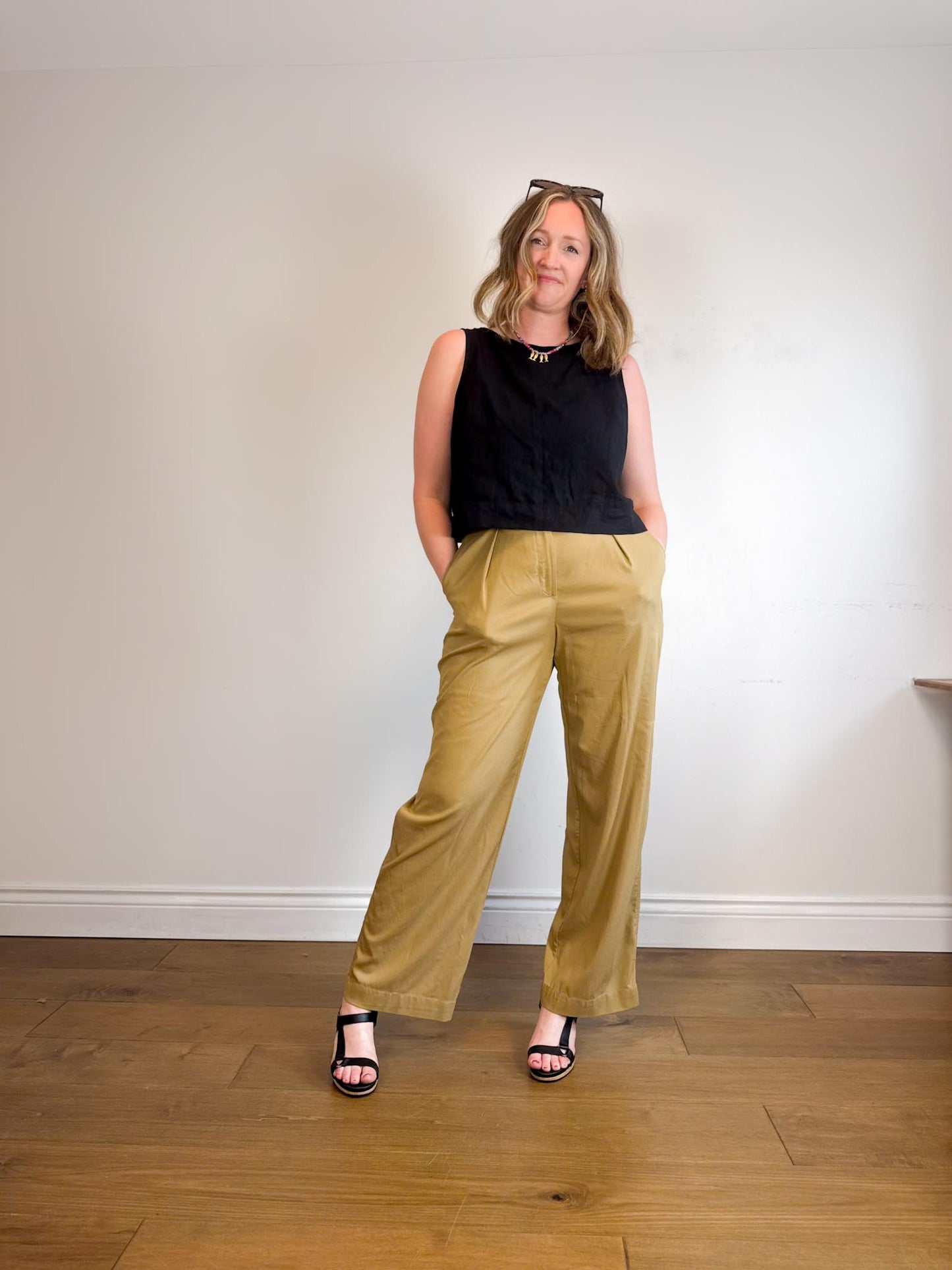 Lululemon High Rise Wide Leg Trousers in Golden Beige (Size 10)