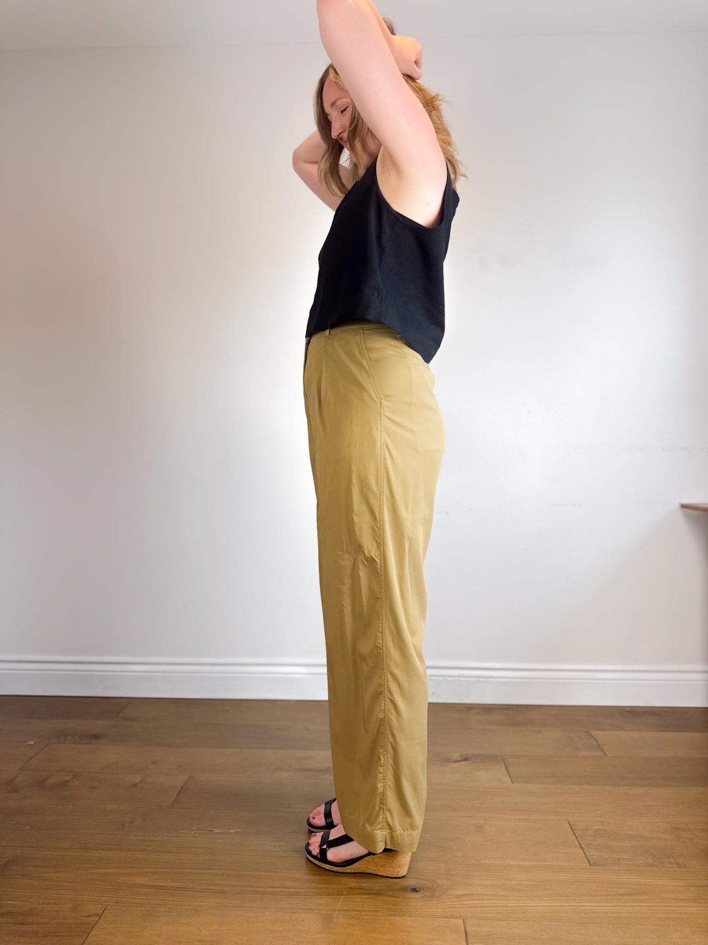 Lululemon High Rise Wide Leg Trousers in Golden Beige (Size 10)