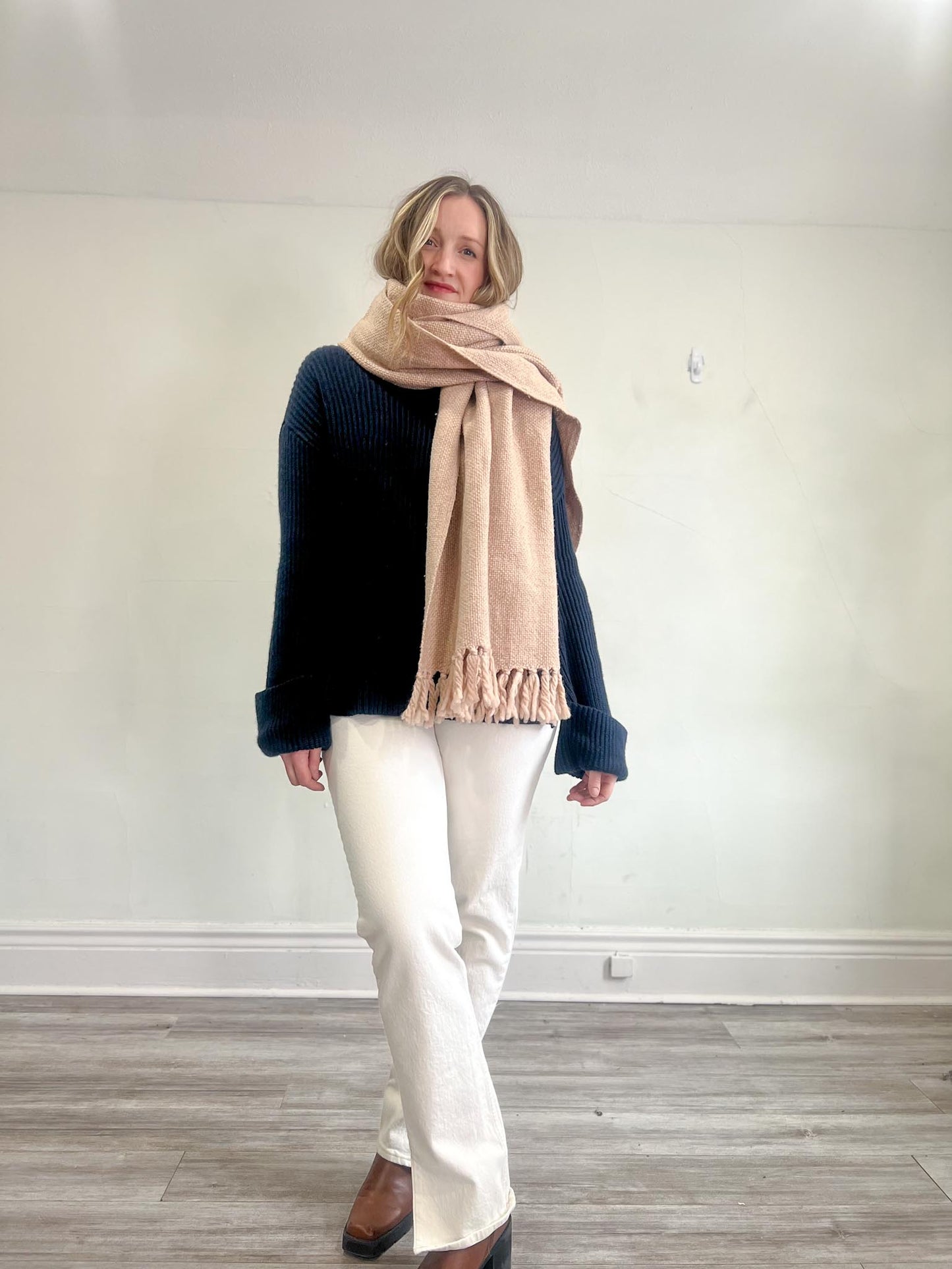 Free Label x Mark Krebs Slow Fashion Chunky Scarf in Blush