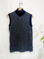 Vintage Crochet Sweater Vest with Front Ties in Black (Size M/L)