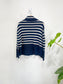 Gap Chunky Knit Striped Turtleneck Sweater in Navy/Off-White (Size M)