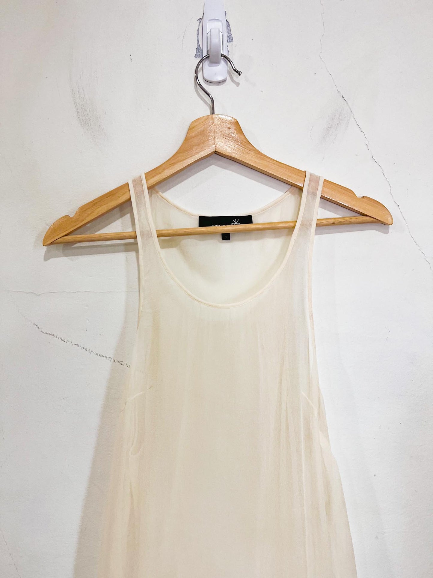 Isabel Marant Designer Silk Sheer Tank in Eggshell (Size S)