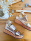 Free People "Vegan Dorian Wedge Sandals in Rose Gold" (Size 9)