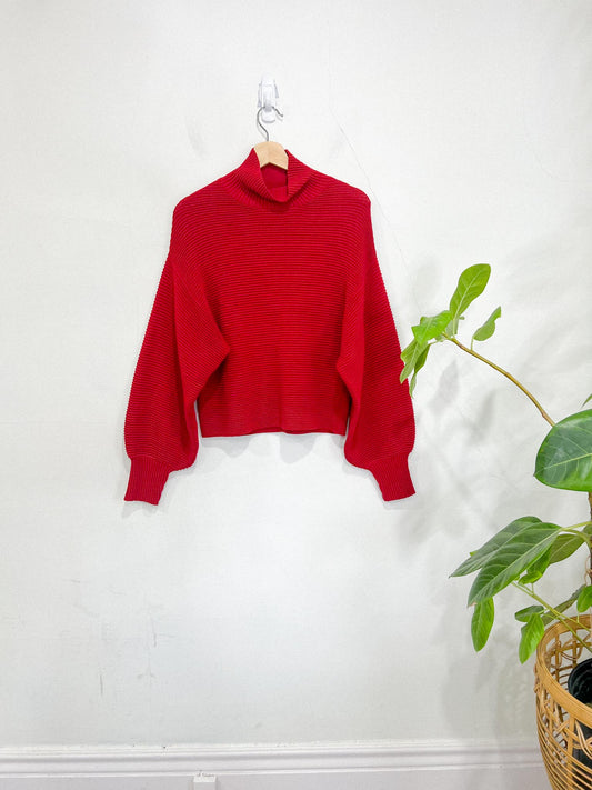 InWear Copenhagen Ribbed Mockneck Sweater in Cranberry Red (Size L)