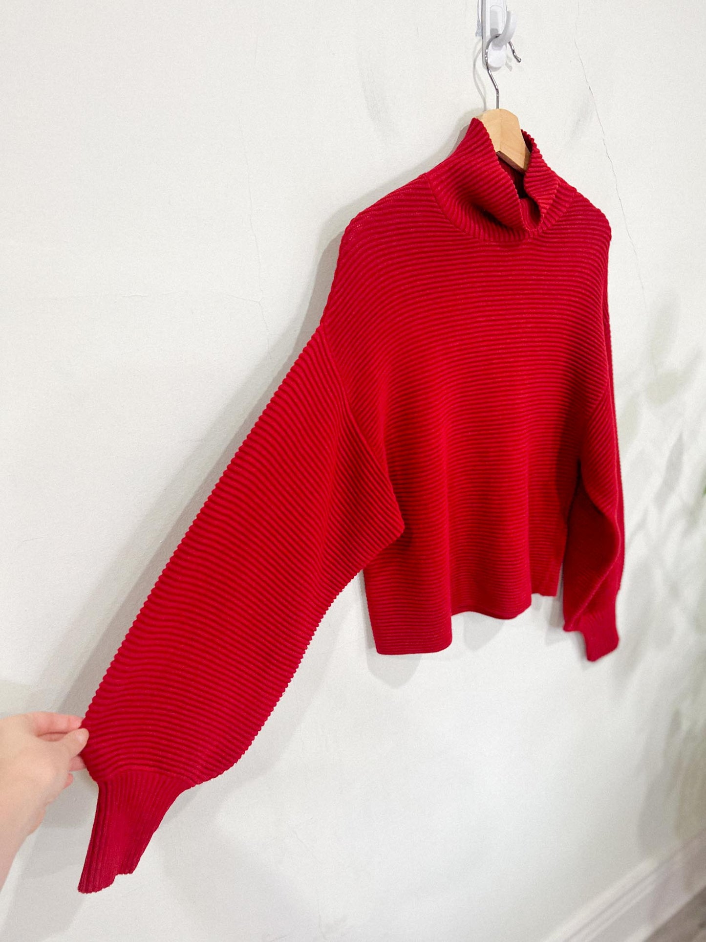 InWear Copenhagen Ribbed Mockneck Sweater in Cranberry Red (Size L)