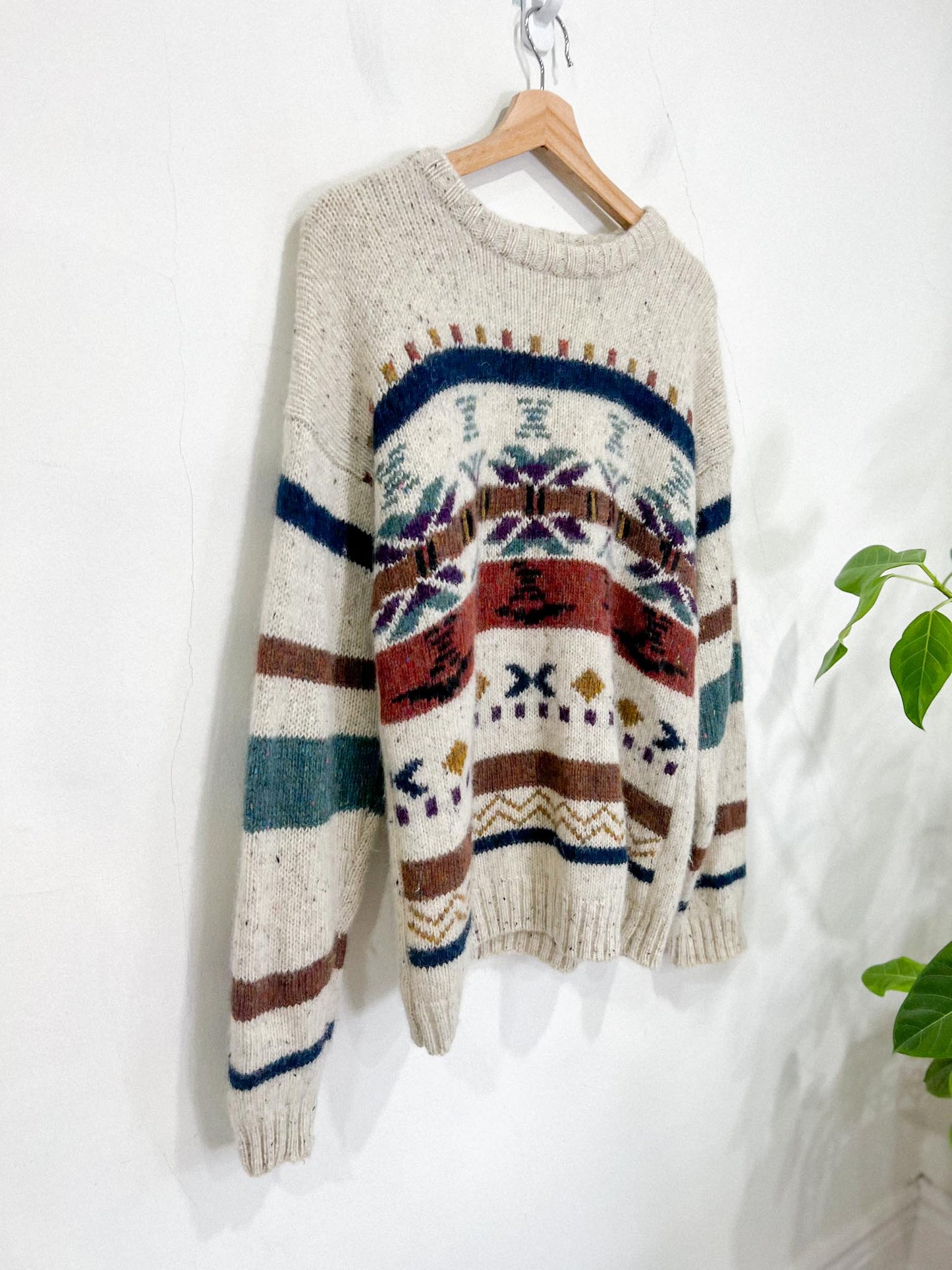 Vintage Chunky Knit Wool Sweater (Size L)