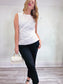 COS Sleeveless White Top with Ruched Bubble Hem (Size M)