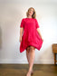 Vanessa Zani Red Linen Shark Bite Shirt Dress (Size 1X)