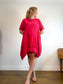 Vanessa Zani Red Linen Shark Bite Shirt Dress (Size 1X)